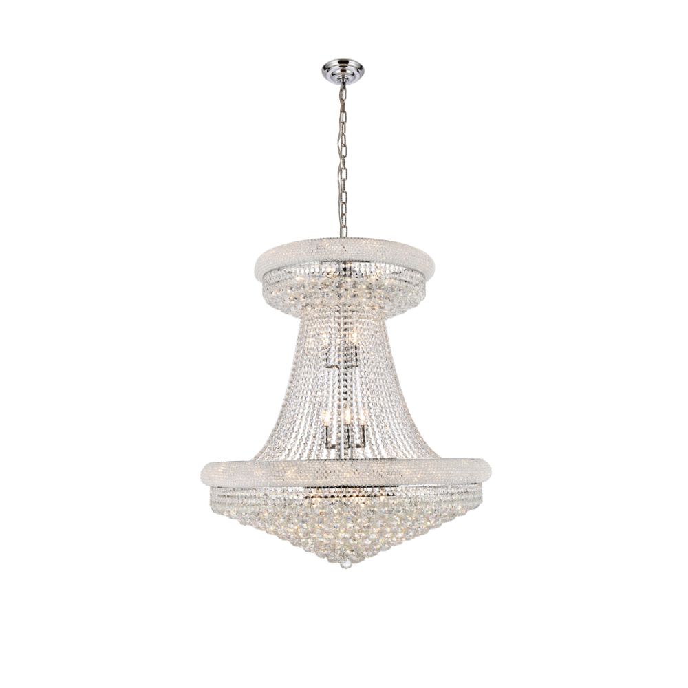 Elegant Lighting 1800G36SC/RC Primo 28 Light Foyer in Chrome with Royal Cut Clear Crystal
