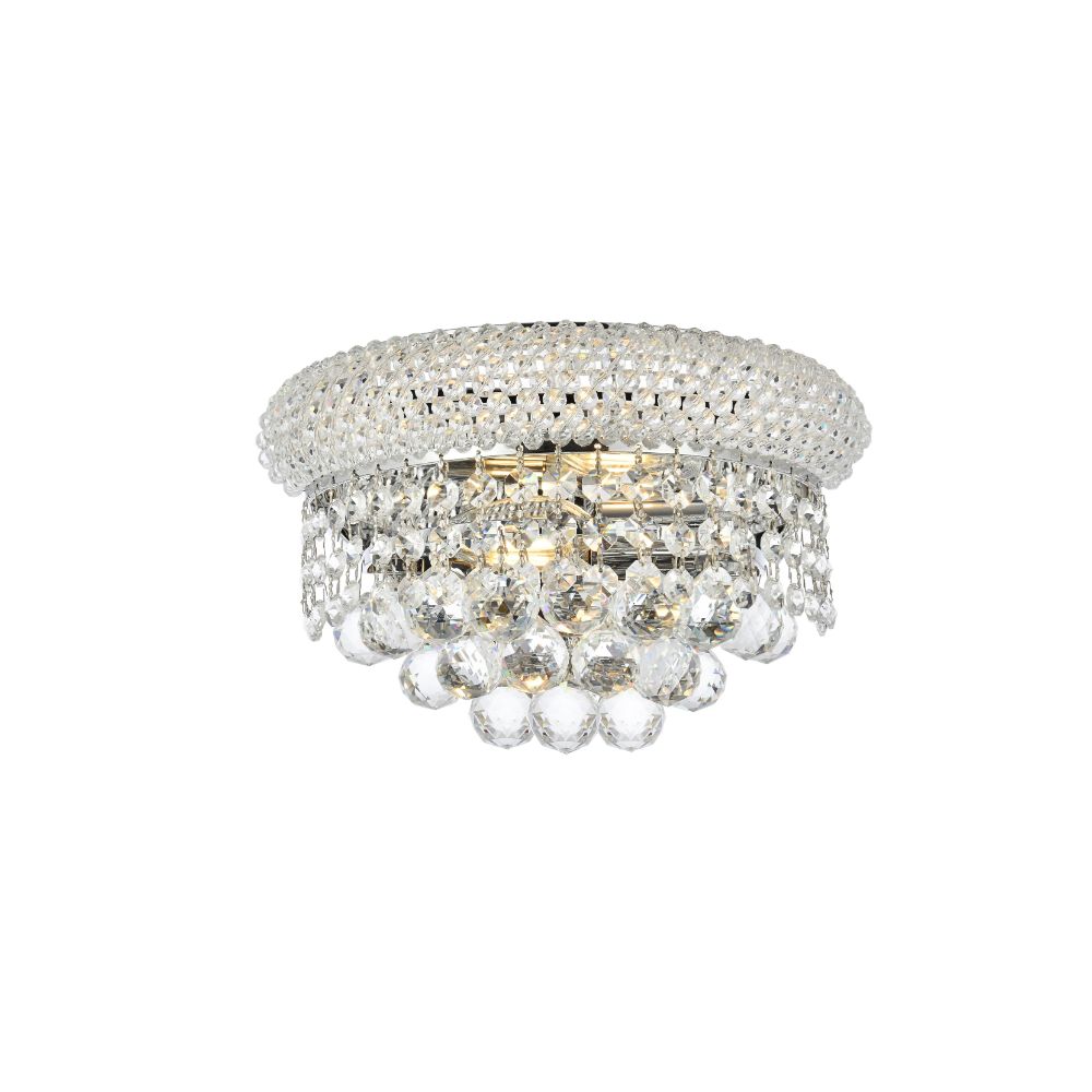 Elegant Lighting 1800W12C/RC Primo 2 Light Wall Sconce in Chrome with Royal Cut Clear Crystal
