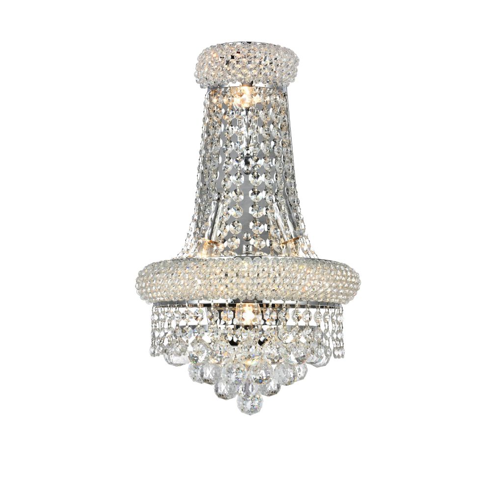 Elegant Lighting 1800W12SC/RC Primo 4 Light Wall Sconce in Chrome with Royal Cut Clear Crystal
