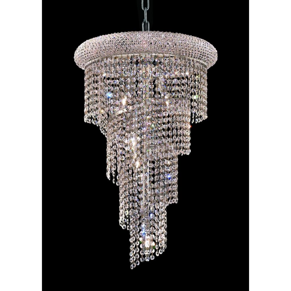 Elegant Lighting 1801SR16C/RC Spiral 8 Light Dining Chandelier in Chrome with Royal Cut Clear Crystal