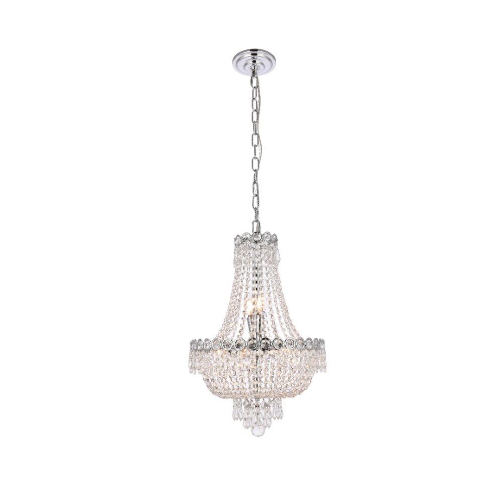 Elegant Lighting 1900D16C/RC Century 8 Light Dining Chandelier in Chrome with Royal Cut Clear Crystal