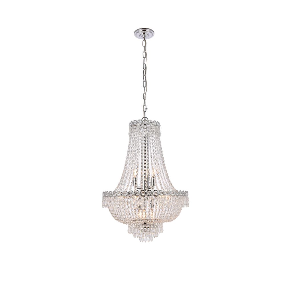 Elegant Lighting 1900D20C/RC Century 12 Light Dining Chandelier in Chrome with Royal Cut Clear Crystal