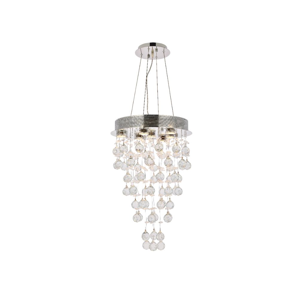 Elegant Lighting 2006D16C/RC Galaxy 7 Light Dining Chandelier in Chrome with Royal Cut Clear Crystal
