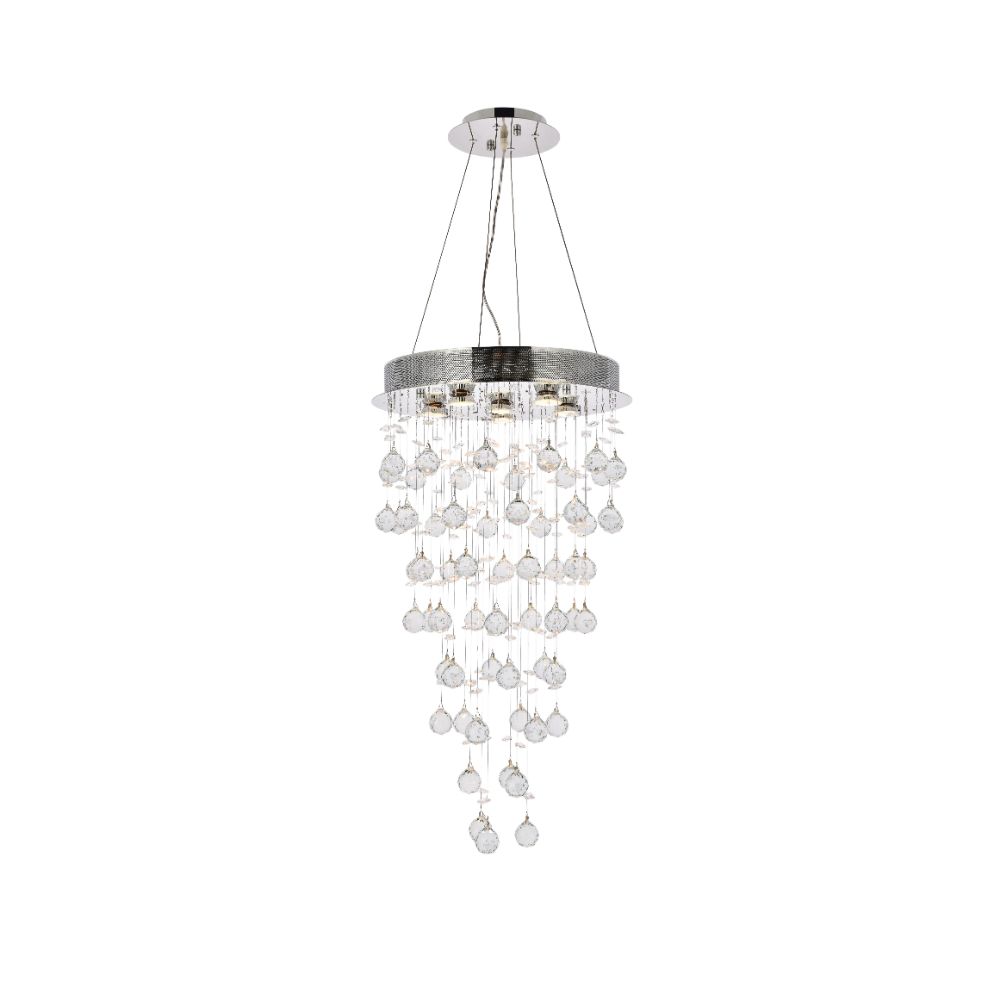 Elegant Lighting 2006D18C/RC Galaxy 6 Light Dining Chandelier in Chrome with Royal Cut Clear Crystal