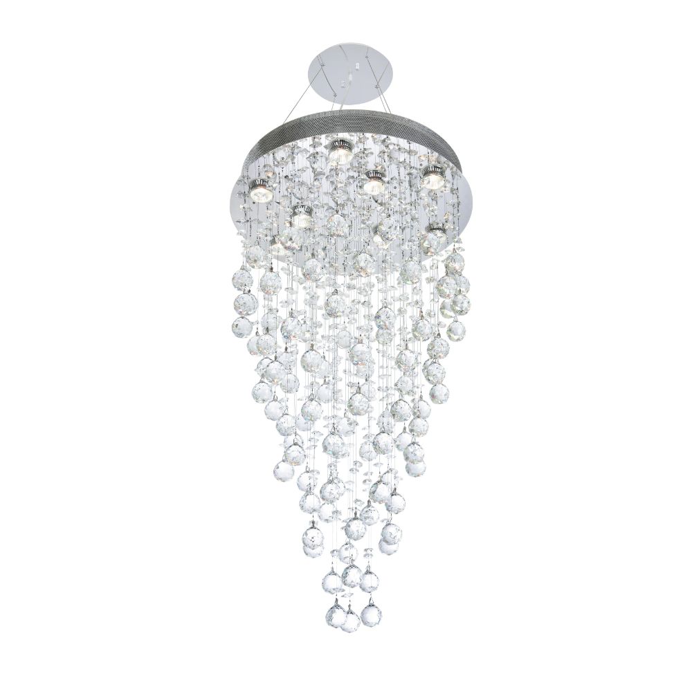 Elegant Lighting 2006D20C/RC Galaxy 9 Light Dining Chandelier in Chrome with Royal Cut Clear Crystal