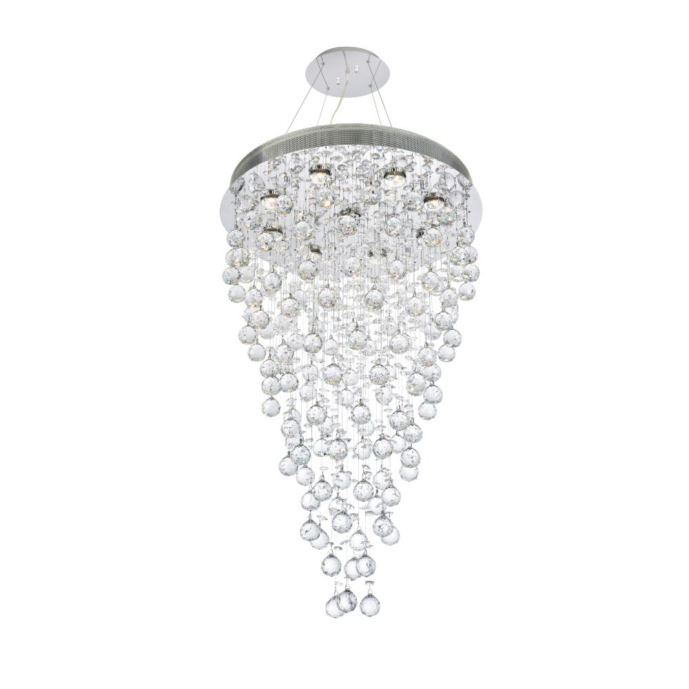 Elegant Lighting 2006D24C/RC Galaxy 9 Light Dining Chandelier in Chrome with Royal Cut Clear Crystal