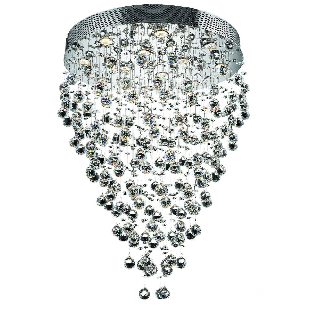 Elegant Lighting 2006D28C/RC Galaxy 12 Light Dining Chandelier in Chrome with Royal Cut Clear Crystal