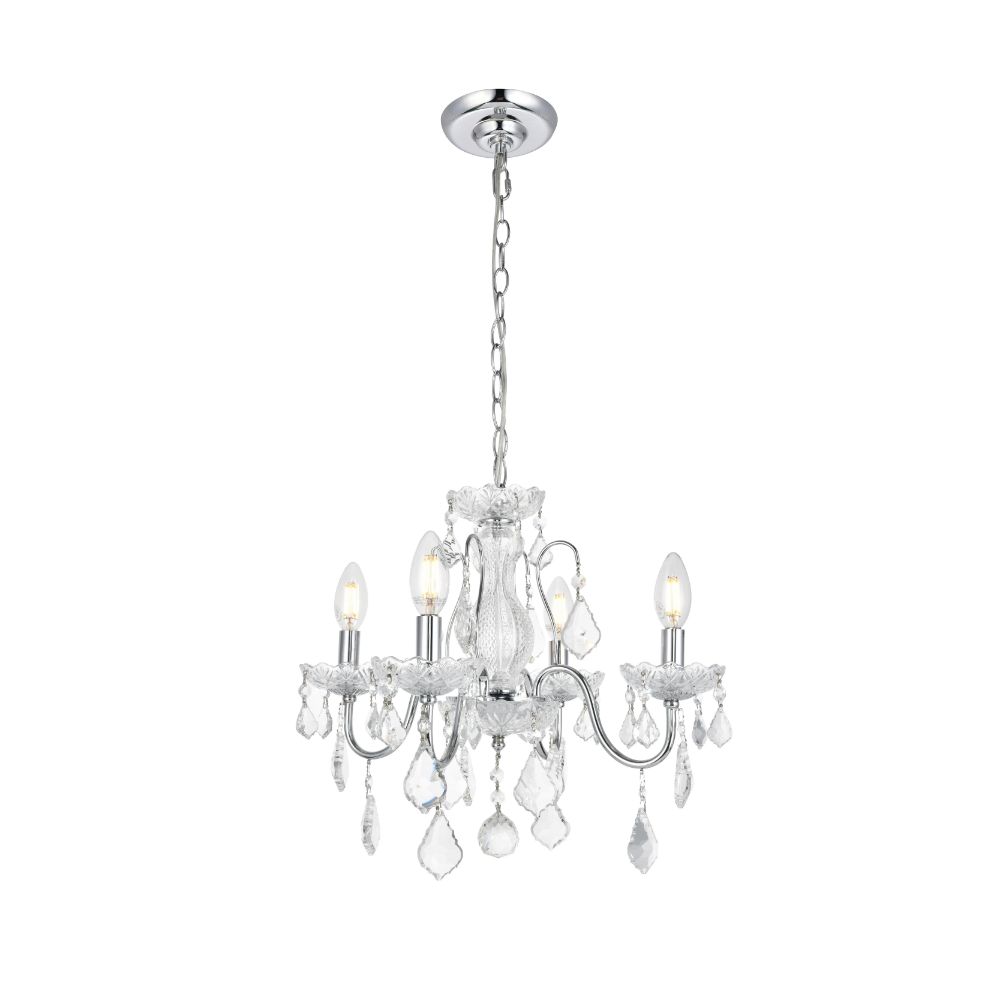 Elegant Lighting 2015D17C/RC St. Francis 4 Light Dining Chandelier in Chrome with Royal Cut Clear Crystal