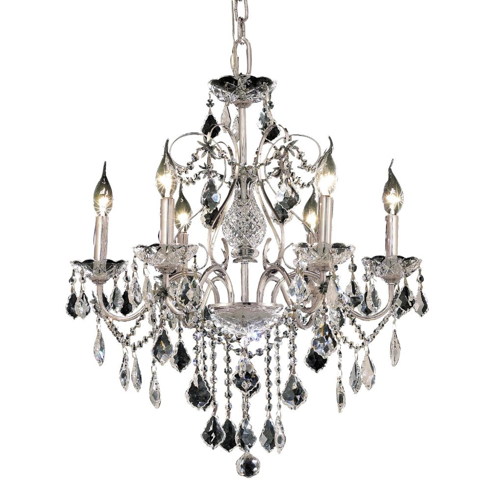 Elegant Lighting 2015D24C/RC St. Francis 6 Light Dining Chandelier in Chrome with Royal Cut Clear Crystal