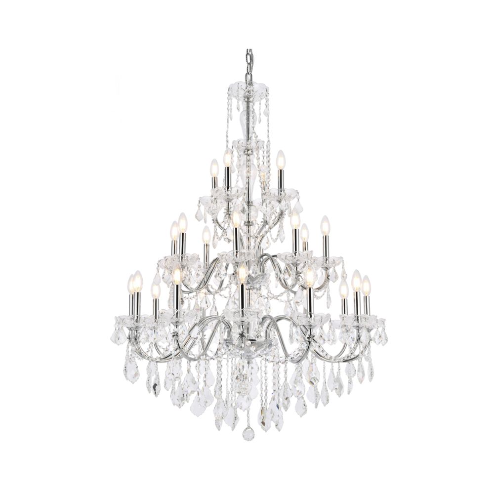 Elegant Lighting 2015G36C/RC St. Francis 24 Light Foyer in Chrome with Royal Cut Clear Crystal