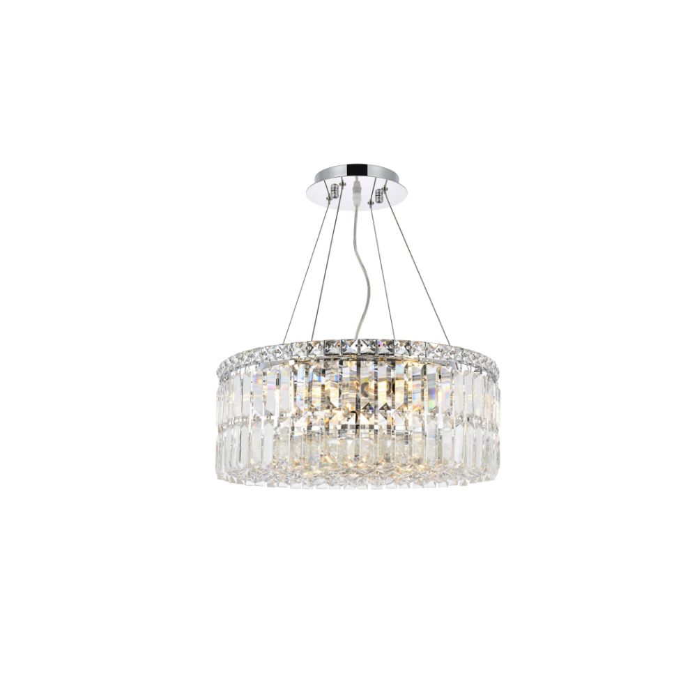 Elegant Lighting 2030D20C/RC Maxim 12 Light Dining Chandelier in Chrome with Royal Cut Clear Crystal