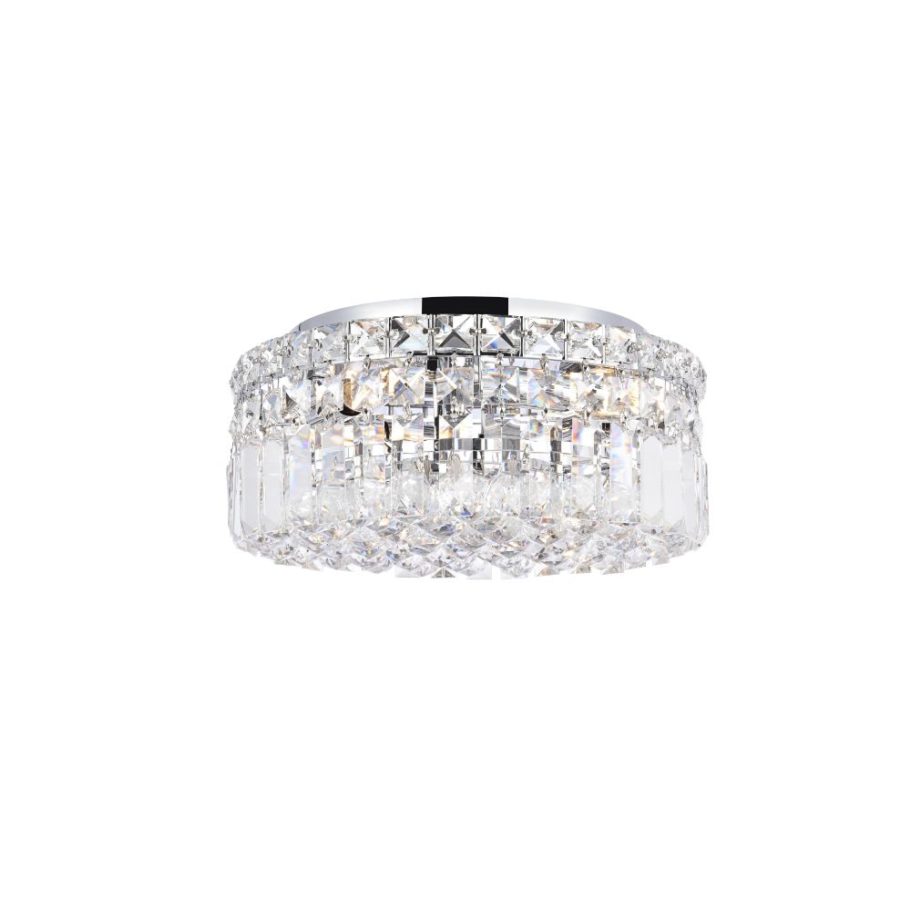 Elegant Lighting 2030F12C/RC Maxim 4 Light Flush Mount in Chrome with Royal Cut Clear Crystal