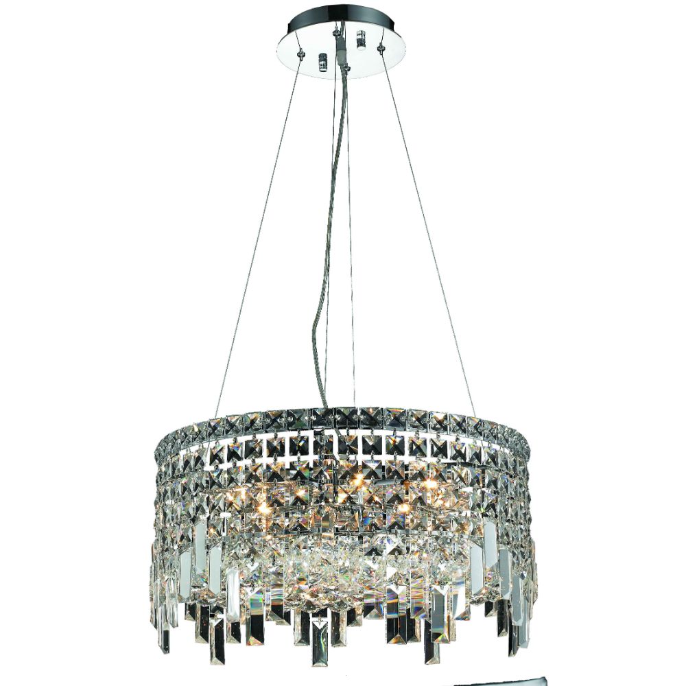 Elegant Lighting 2031D20C/RC Maxim 12 Light Dining Chandelier in Chrome with Royal Cut Clear Crystal