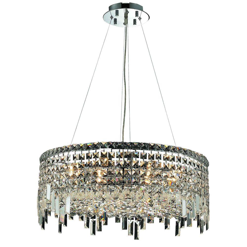 Elegant Lighting 2031D24C/RC Maxim 12 Light Dining Chandelier in Chrome with Royal Cut Clear Crystal
