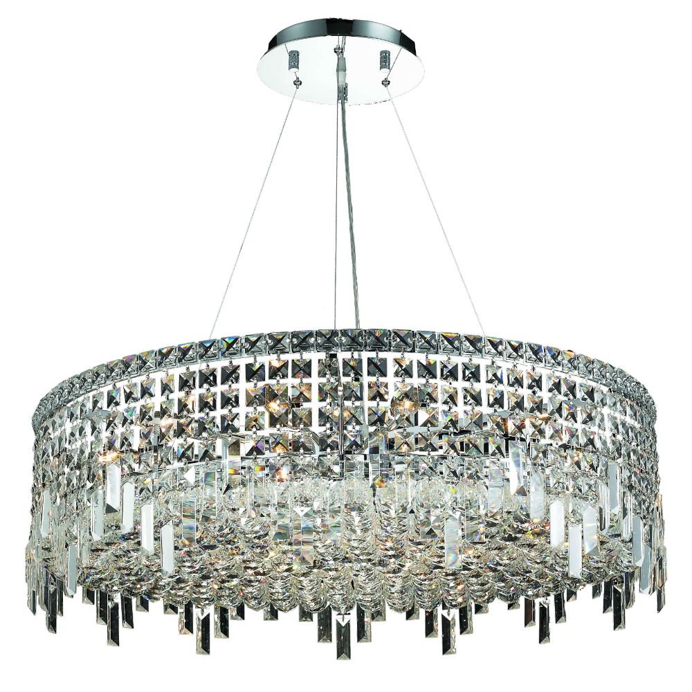 Elegant Lighting 2031D32C/RC Maxim 18 Light Dining Chandelier in Chrome with Royal Cut Clear Crystal