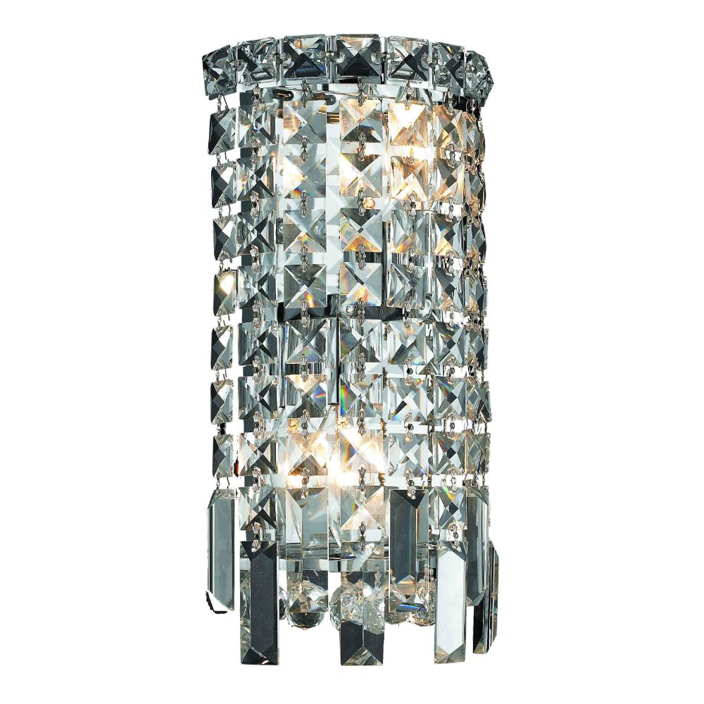 Elegant Lighting 2031W6C/RC Maxim 2 Light Wall Sconce in Chrome with Royal Cut Clear Crystal
