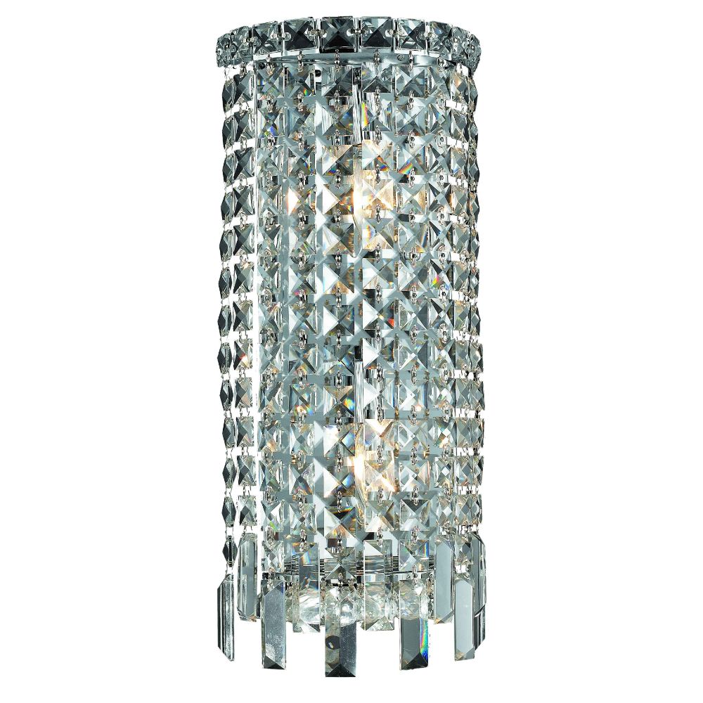 Elegant Lighting 2031W8C/RC Maxim 2 Light Wall Sconce in Chrome with Royal Cut Clear Crystal