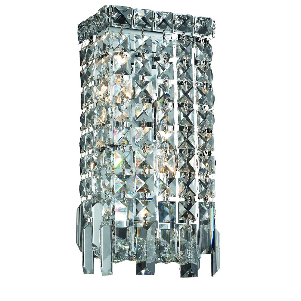 Elegant Lighting 2033W6C/RC Maxim 2 Light Wall Sconce in Chrome with Royal Cut Clear Crystal