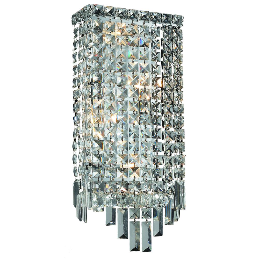 Elegant Lighting 2033W8C/RC Maxim 4 Light Wall Sconce in Chrome with Royal Cut Clear Crystal