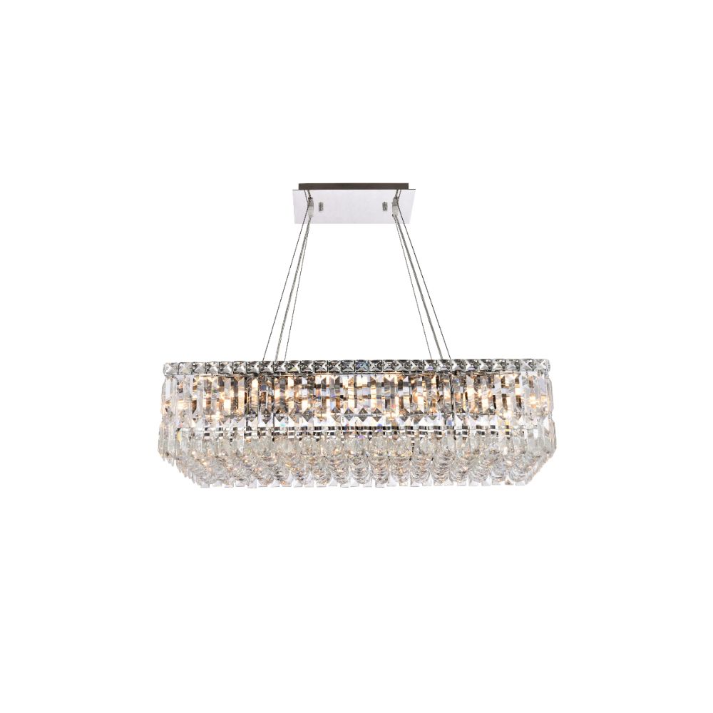 Elegant Lighting 2034D28C/RC Maxim 16 Light Dining Chandelier in Chrome with Royal Cut Clear Crystal
