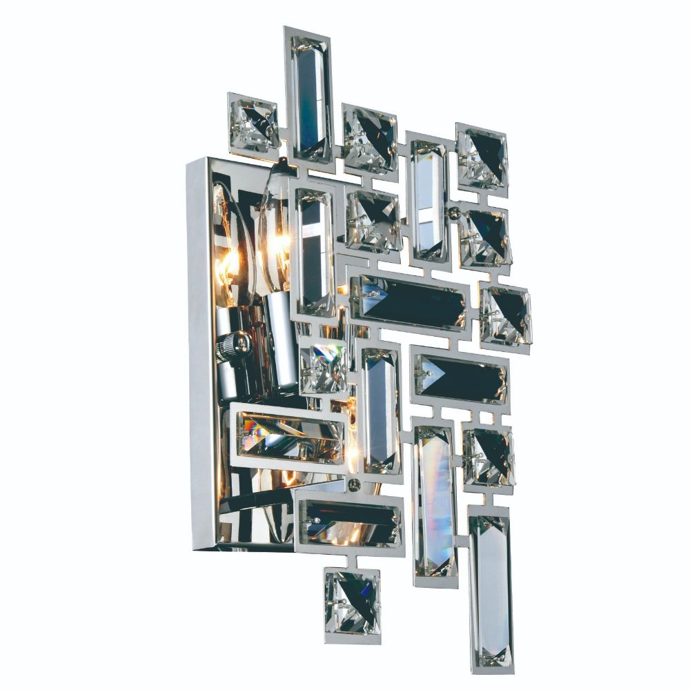 Elegant Lighting V2100W12C/RC Picasso 2 light Chrome Wall Sconce