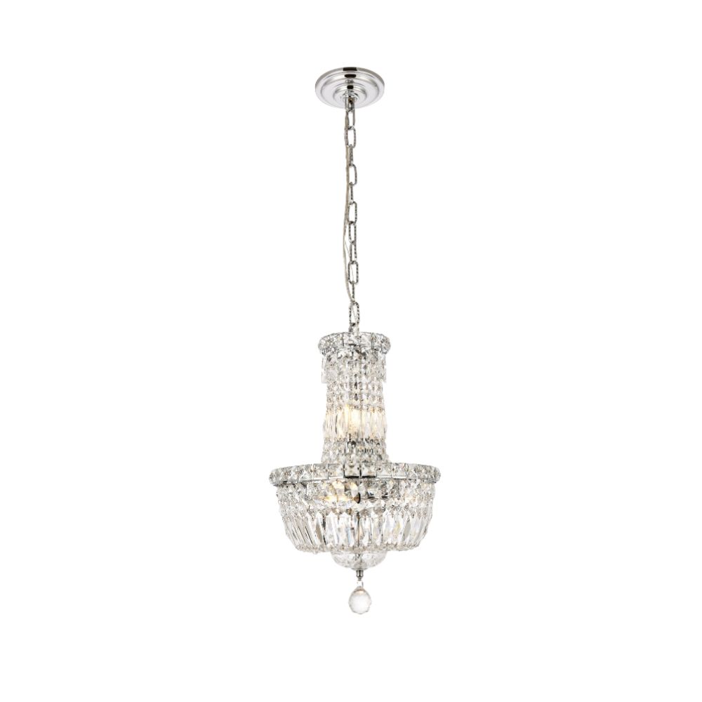 Elegant Lighting 2528D12C/RC Tranquil 6 Light Pendant in Chrome with Royal Cut Clear Crystal