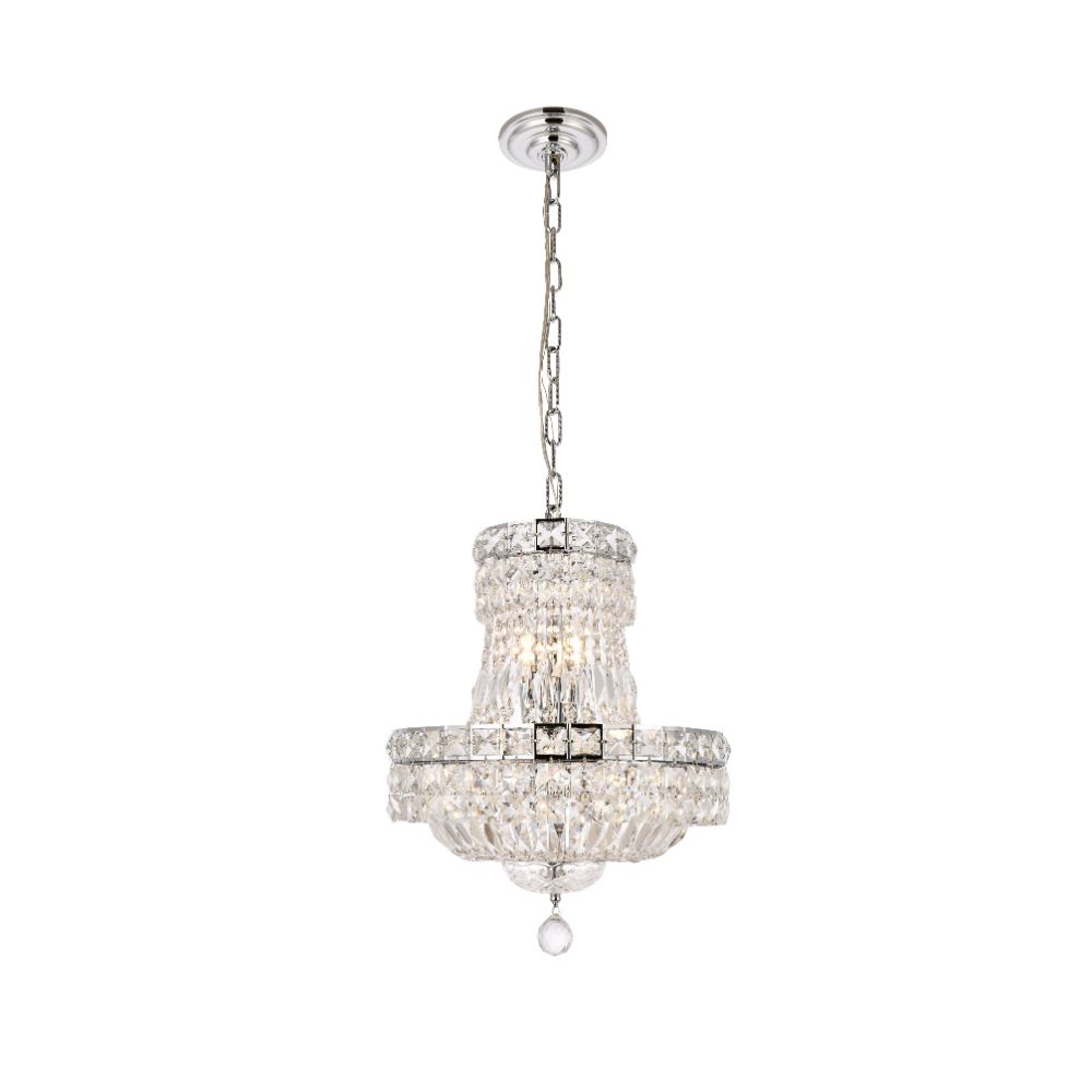 Elegant Lighting 2528D14C/RC Tranquil 6 Light Pendant in Chrome with Royal Cut Clear Crystal