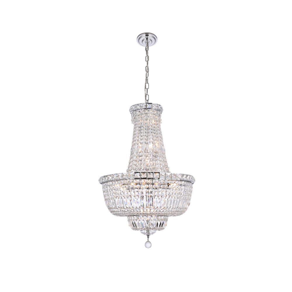 Elegant Lighting 2528D22C/RC Tranquil 22 Light Dining Chandelier in Chrome with Royal Cut Clear Crystal