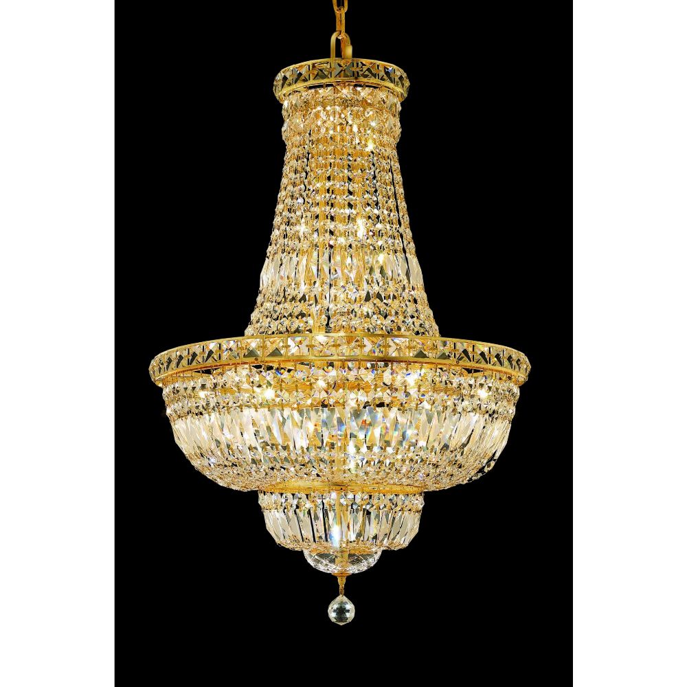 Elegant Lighting 2528D22G/RC Tranquil 22 Light Dining Chandelier in Gold with Royal Cut Clear Crystal