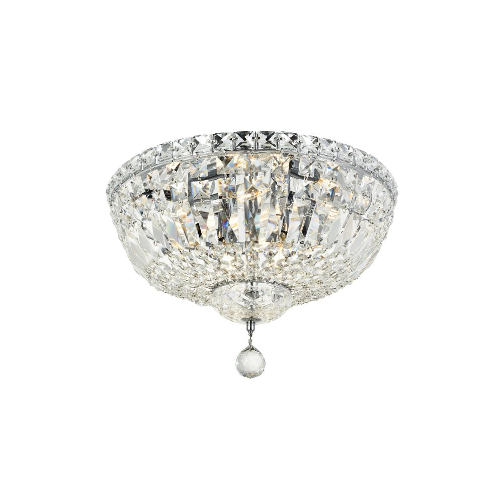 Elegant Lighting 2528F16C/RC Tranquil 6 Light Flush Mount in Chrome with Royal Cut Clear Crystal