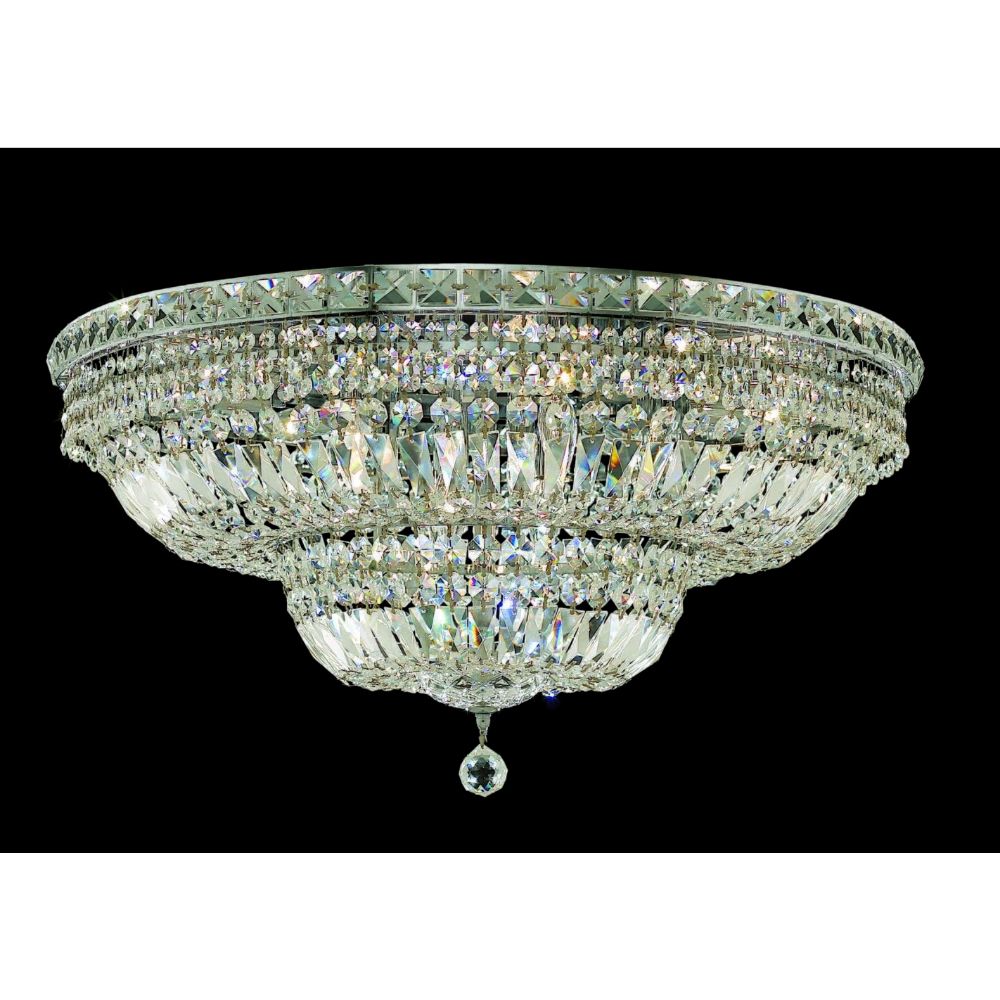 Elegant Lighting 2528F30C/RC Tranquil 18 Light Flush Mount in Chrome with Royal Cut Clear Crystal
