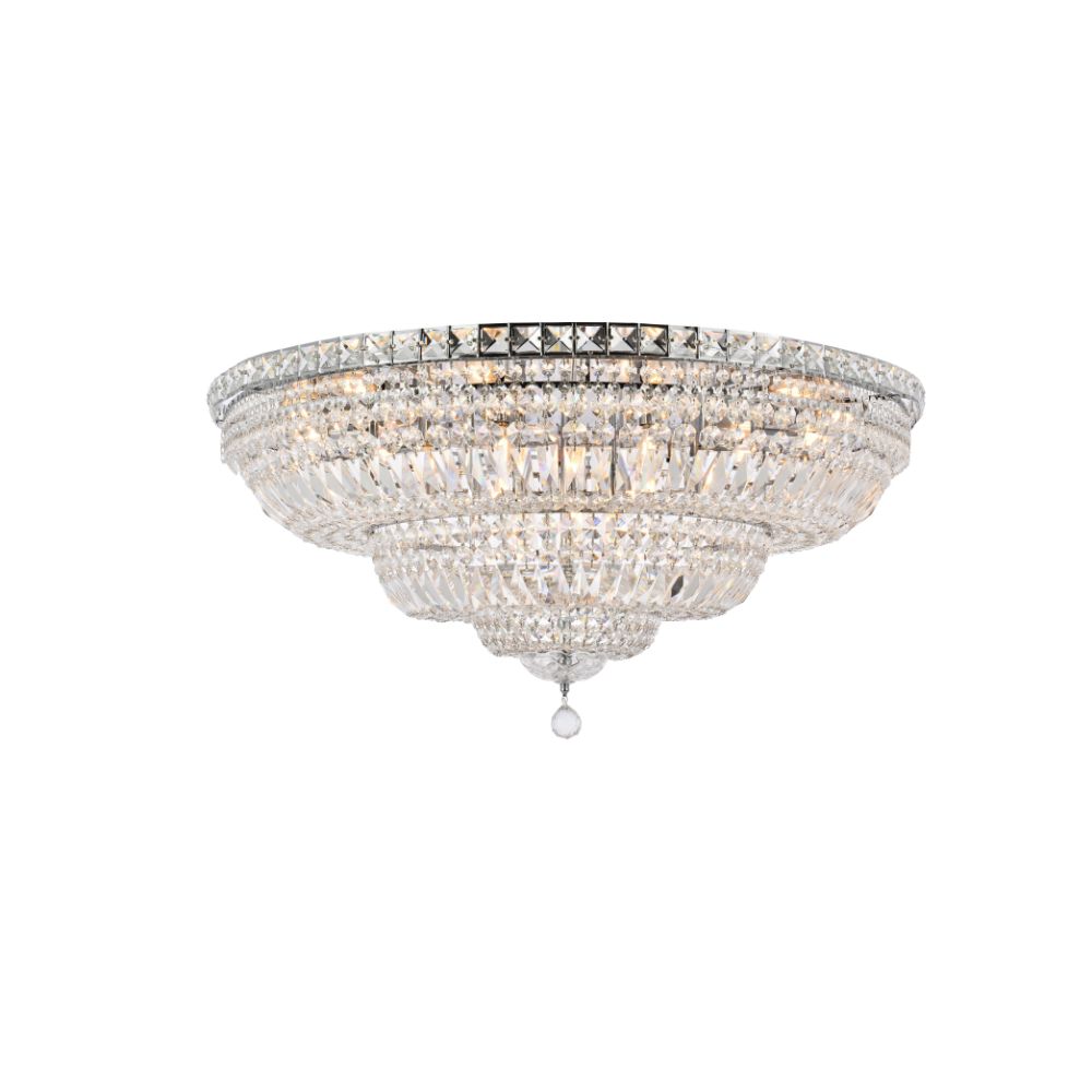 Elegant Lighting 2528F36C/RC Tranquil 21 Light Flush Mount in Chrome with Royal Cut Clear Crystal