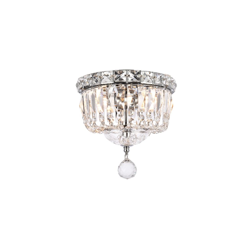 Elegant Lighting 2528F8C/RC Tranquil 2 Light Flush Mount in Chrome with Royal Cut Clear Crystal