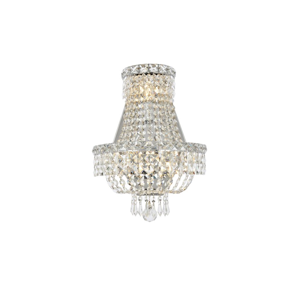 Elegant Lighting 2528W12C/RC Tranquil 3 Light Wall Sconce in Chrome with Royal Cut Clear Crystal