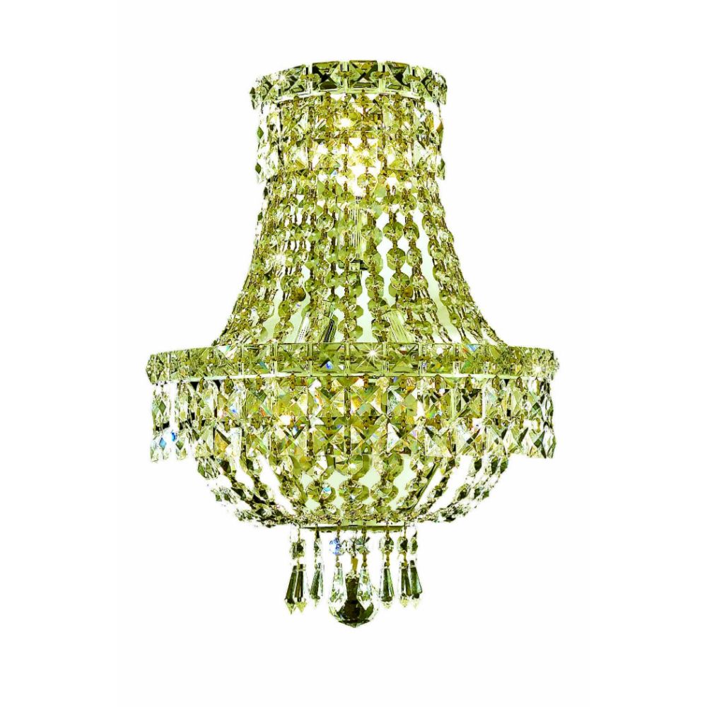 Elegant Lighting 2528W12G/RC Tranquil 3 Light Wall Sconce in Gold with Royal Cut Clear Crystal
