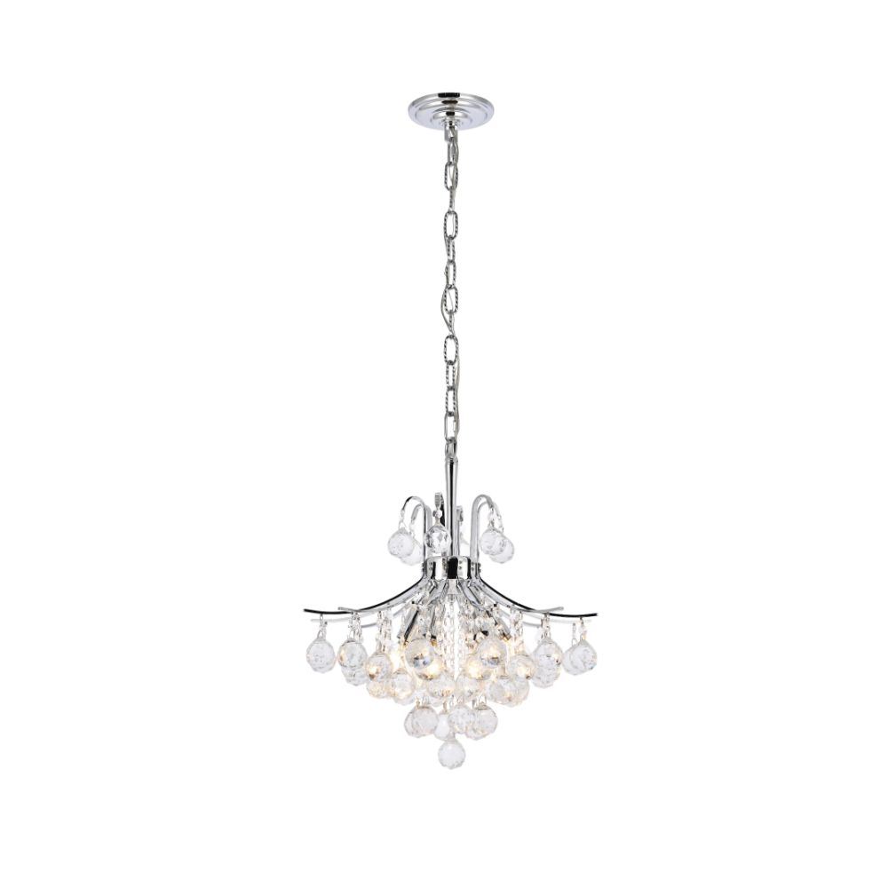Elegant Lighting 8000D16C/RC Toureg 6 Light Dining Chandelier in Chrome with Royal Cut Clear Crystal