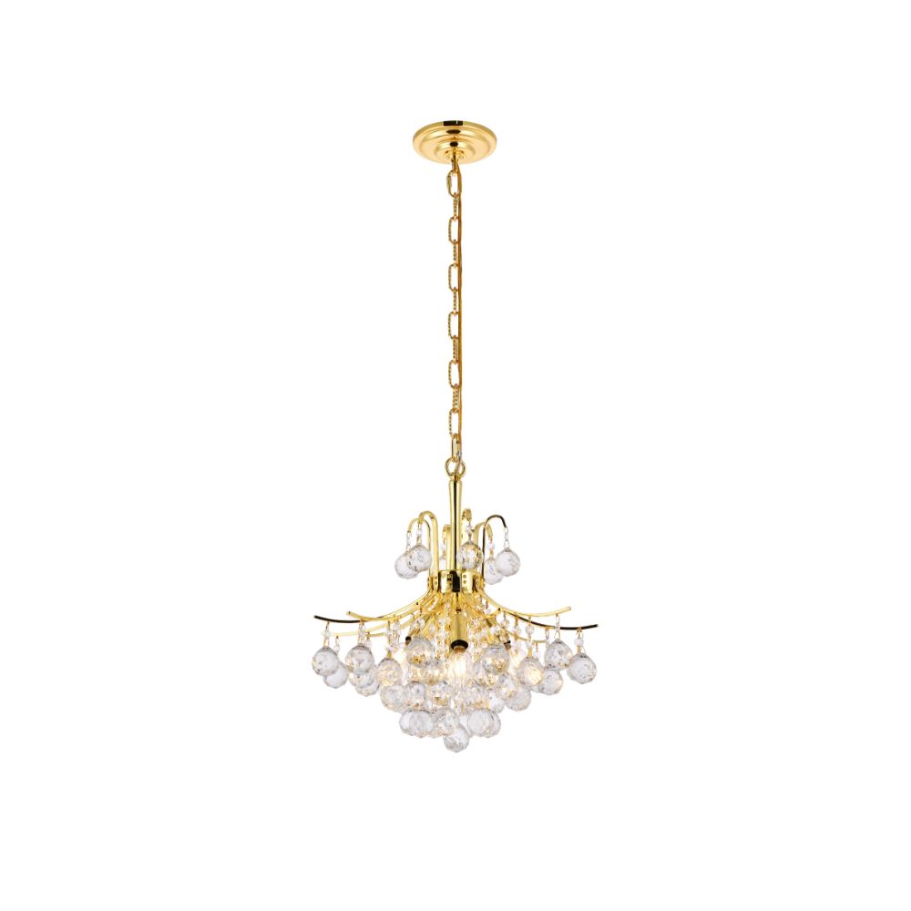 Elegant Lighting 8000D16G/RC Toureg 6 Light Dining Chandelier in Gold with Royal Cut Clear Crystal