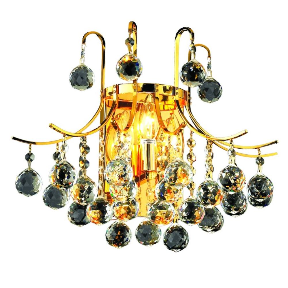 Elegant Lighting 8000W16G/RC Toureg 3 Light Wall Sconce in Gold with Royal Cut Clear Crystal