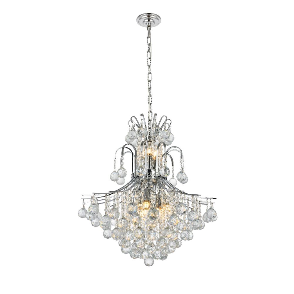 Elegant Lighting 8002D22C/RC Toureg 11 Light Dining Chandelier in Chrome with Royal Cut Clear Crystal
