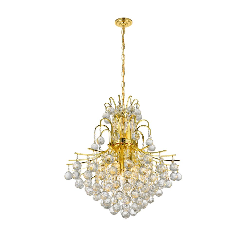 Elegant Lighting 8002D22G/RC Toureg 11 Light Dining Chandelier in Gold with Royal Cut Clear Crystal
