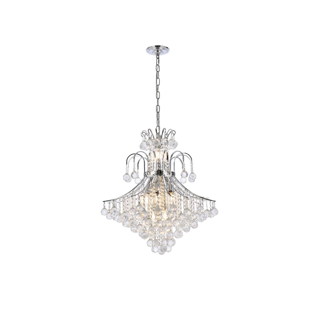 Elegant Lighting 8003D25C/RC Toureg 15 Light Dining Chandelier in Chrome with Royal Cut Clear Crystal