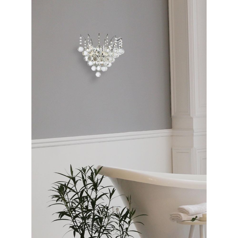 Elegant Lighting 8031W16C/RC Victoria 3 Light Wall Sconce in Chrome with Royal Cut Clear Crystal