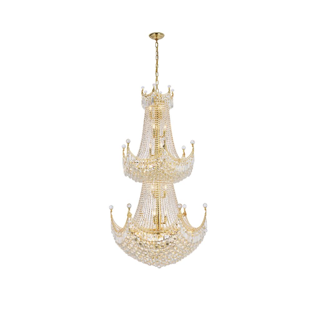 Elegant Lighting 8949G36G/RC Corona 36 Light Foyer in Gold with Royal Cut Clear Crystal