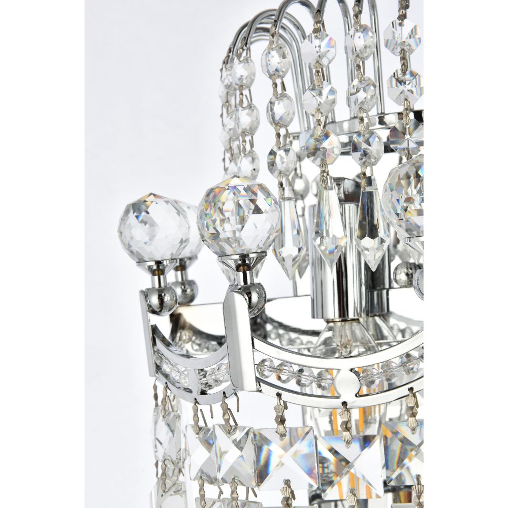 Elegant Lighting 8949W12C/RC Corona 2 Light Wall Sconce in Chrome with Royal Cut Clear Crystal
