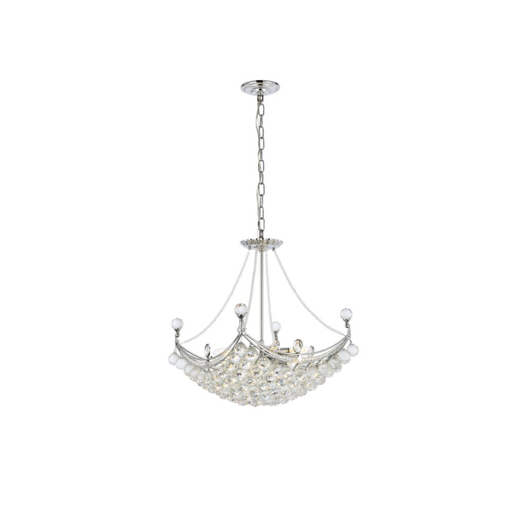 Elegant Lighting 9800D20C/RC Corona 8 Light Dining Chandelier in Chrome with Royal Cut Clear Crystal