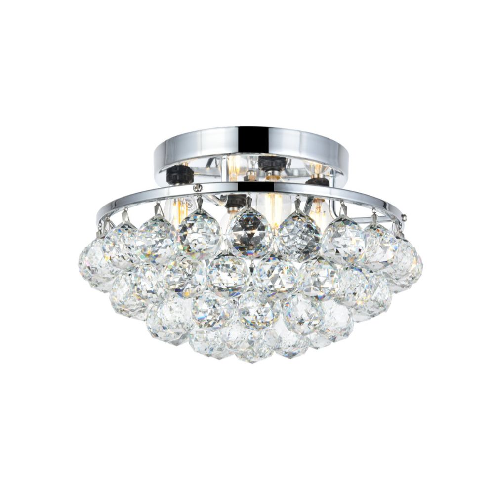 Elegant Lighting 9805F14C/RC Corona 4 Light Flush Mount in Chrome with Royal Cut Clear Crystal