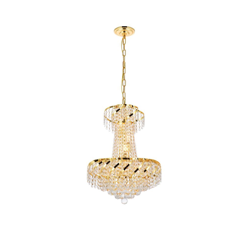 Elegant Lighting ECA1D18G/RC Belenus 6 Light Dining Chandelier in Gold with Royal Cut Clear Crystal