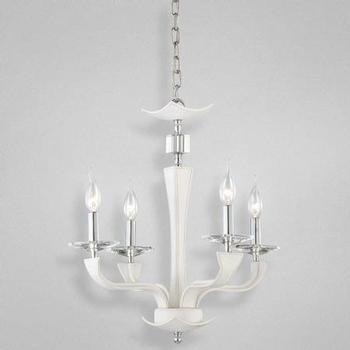 Eurofase Lighting 22805-010 Pella 4 Light Chandelier with Hand Stitched Leather in Chrome