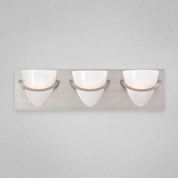 Eurofase Lighting 23046-023 Forma 3 Light Bathroom Fixture with Opal White Shades in Satin Nickel