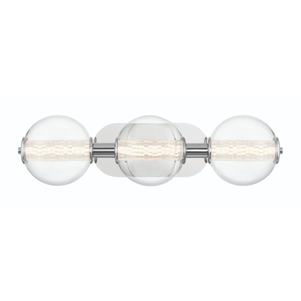 Eurofase 46809-018 Atomo 3 Light Sconce in Chrome with Clear Glass